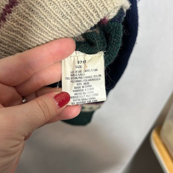 VTG Woolrich Save Our Earth Animals Knit Wool Cardigan Sweater Women’s L Novelty - Picture 10 of 10